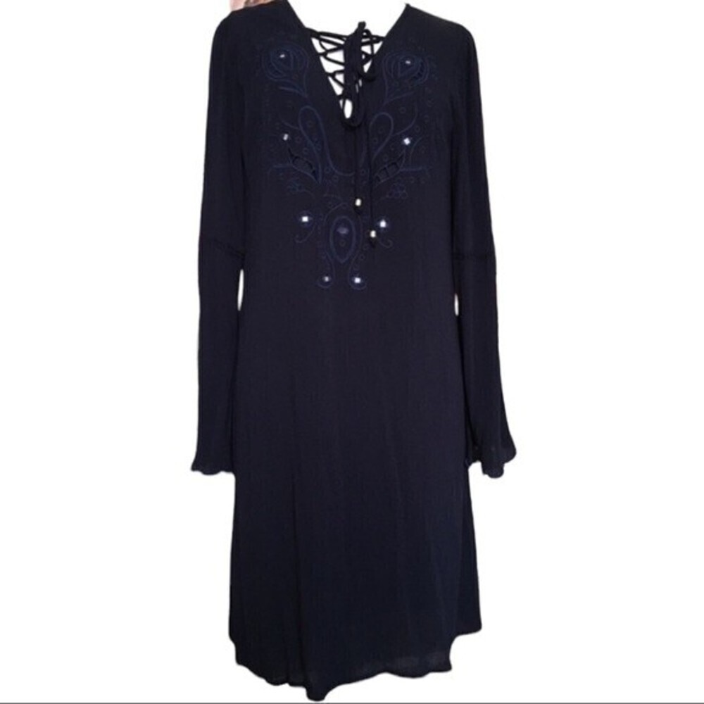 KUT From the Kloth Navy‎  Embroidered Shift Dress 6